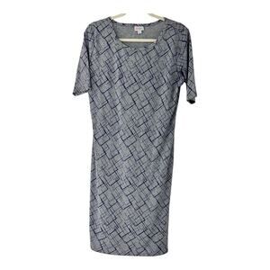 LULAROE Julia Womens Dress Grey Purple Pencil‎ SIZE L